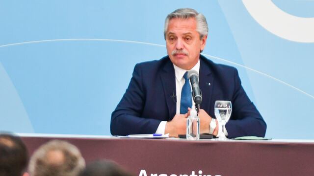 Alberto Fernández en Casa rosada durante un acto . Foto Federico LopezClaro