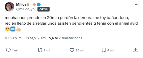 Milica sorprendió al revelar que "arregló" algunos asuntos con Ángel Avid.