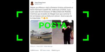 Es verdadero que el jefe de Gabinete, Juan Manzur, voló a los Estados Unidos en un avión oficial de la provincia de Tucumán.