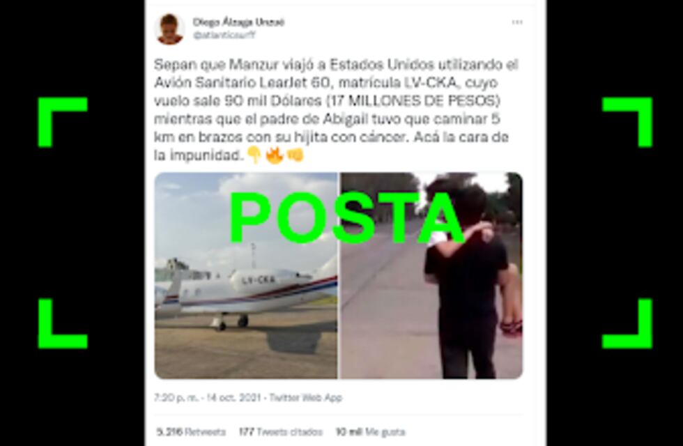 Es verdadero: Juan Manzur voló a los Estados Unidos en un avión oficial de la provincia de Tucumán