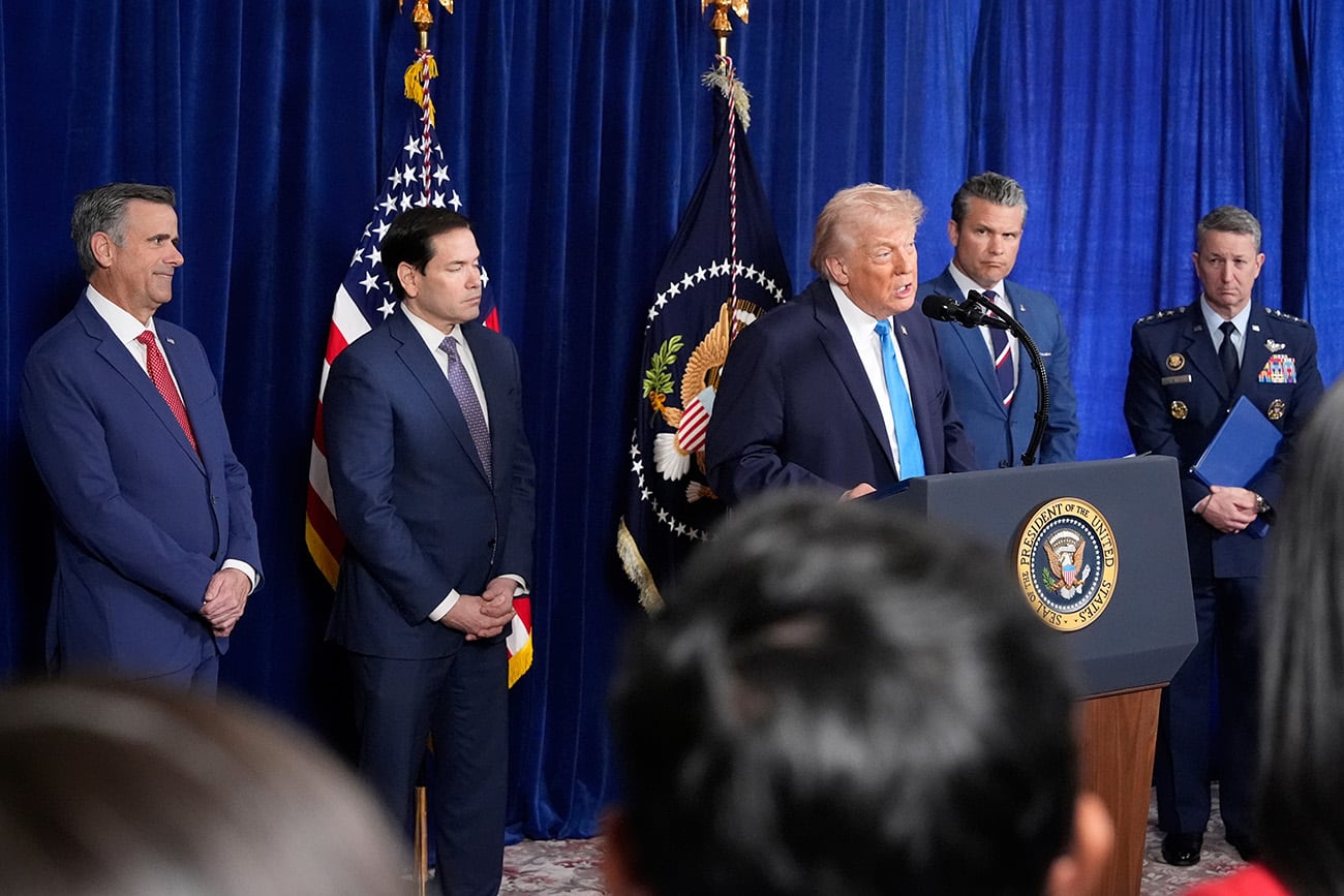 Conferencia de prensa de Donald Trump. AP