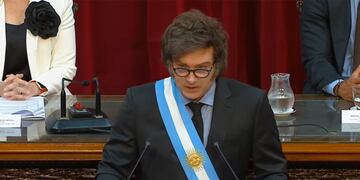 Milei, en el inicio de sesiones ordinarias del Congreso (Captura).