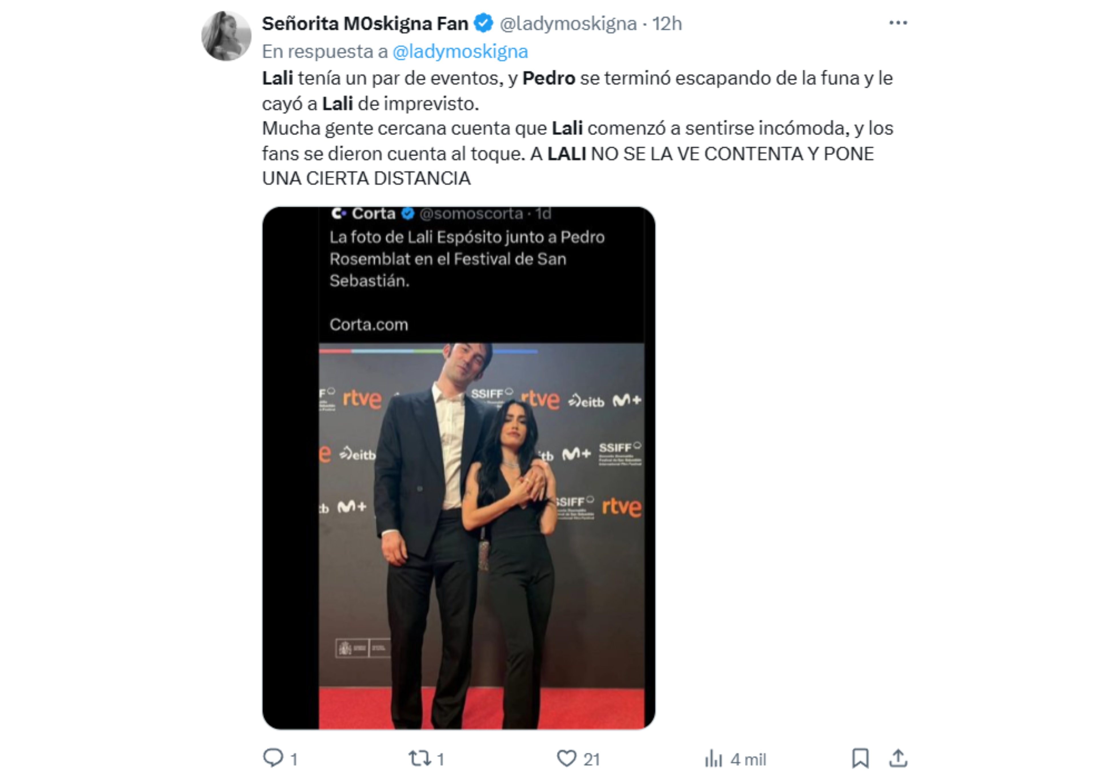 La especulación de los usuarios de las redes sociales.