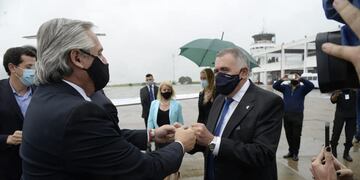 El recibimiento de Osvaldo Jaldo al presidente Alberto Fernández