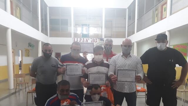 Internos egresados en la cárcel de General Alvear.