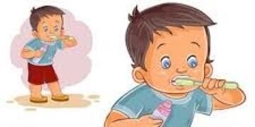 Niños cepillandose los dientes