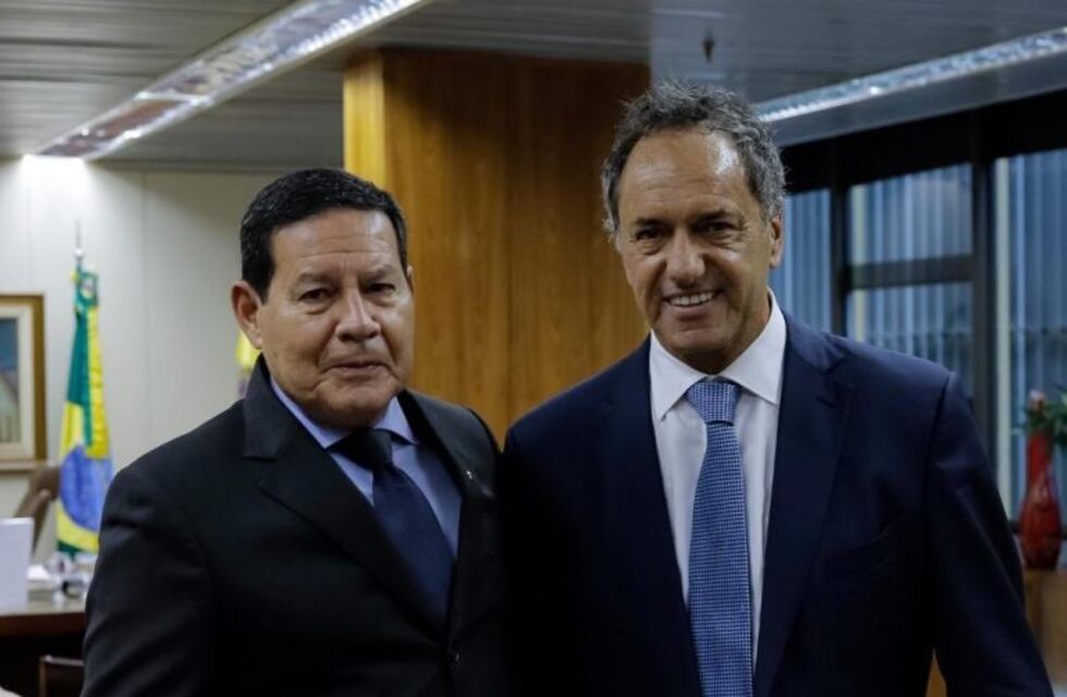 Daniel Scioli viajó a Brasilia y se reunió con el vicepresidente Hamilton Mourao y el ministro Osmar Terra
