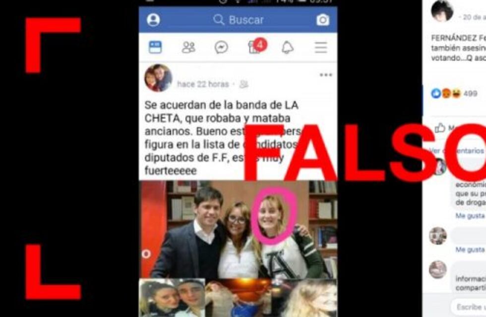 Es falso que "La Cheta", procesada como líder de una banda criminal y que aparece en una foto con Kicillof, es candidata del Frente de Todos
