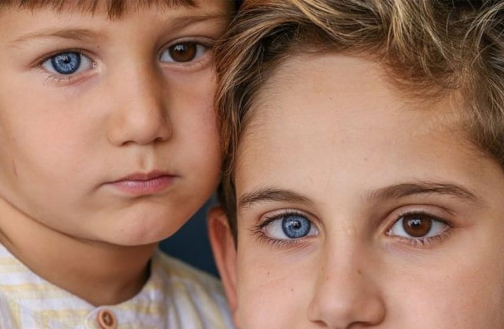 Dos hermanos nacieron con ojos de diferentes colores