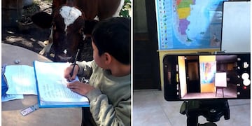 La pandemia y alumnos estudiando en Carlos Paz\u002E