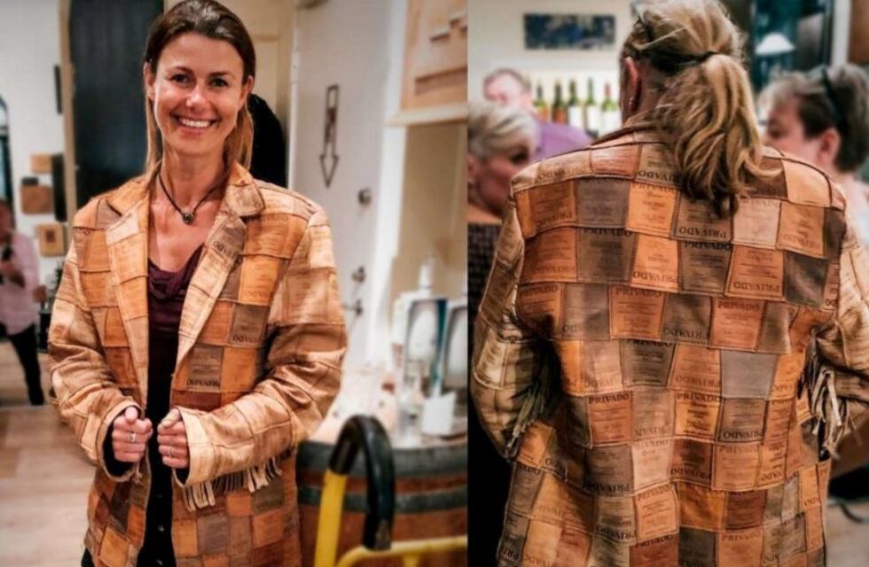 Danesa es fanática de un vino de Alvear: se hizo un saco con las etiquetas