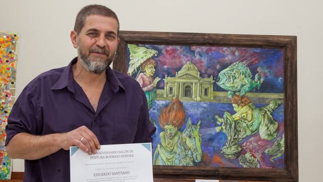 Eduardo Santiago, con su obra “Salimos a jugar”, ganadora del 40° Salón de Pintura \