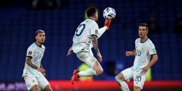 Lionel Messi en el partido ante Paraguay\u002E (EFE)