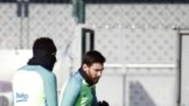 La Pulga entrenu00f3 junto a sus compau00f1eros este miu00e9rcoles antes de jugar contra Real Sociedad.