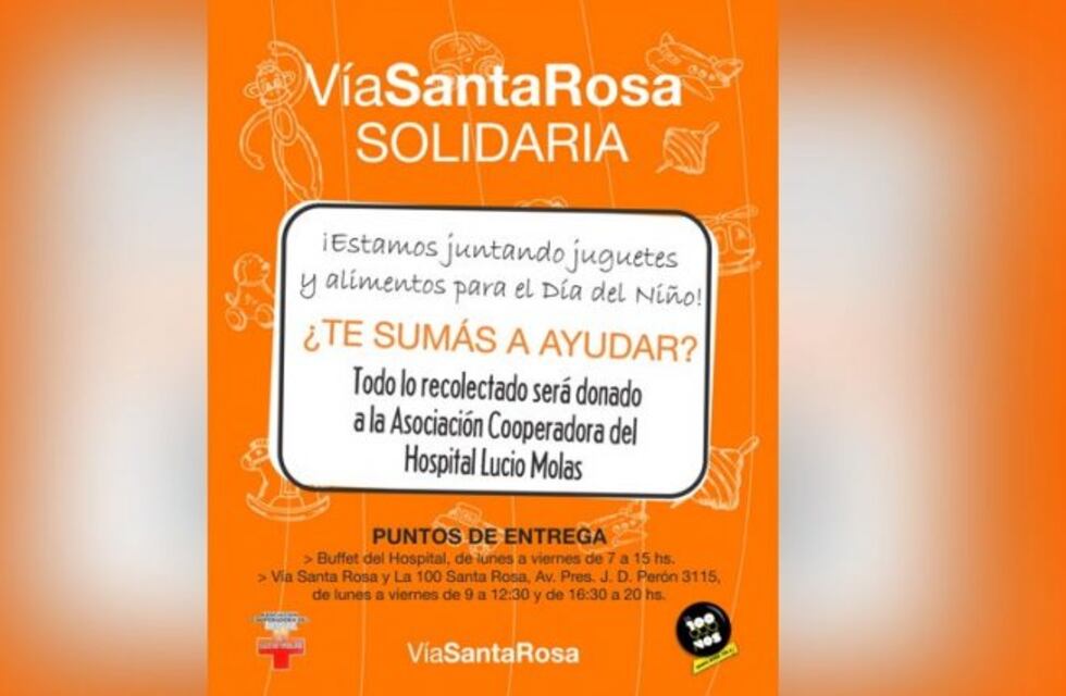 Últimos días de la campaña Vía Santa Rosa Solidaria y todavía podés donar