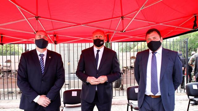 El titular de la Casa Gris estuvo en el acto por el aniversario del Combate de San Lorenzo. (@prensasl)