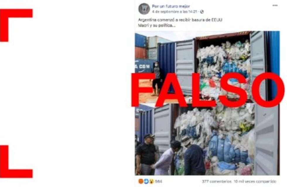 Es falsa la publicación que muestra que llegó basura desde los Estados Unidos de esta manera en contenedores