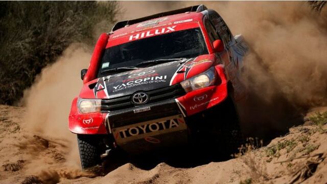 Yacopini, en acción durante el Dakar 2018 con Toyota\u002E