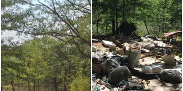 El antes y el después de uno de los basurales a la vera de la calle Cimarrosa camino a Estancia Vieja\u002E