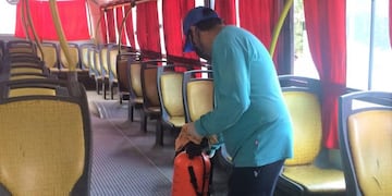 Desinfección de colectivos, en Jujuy