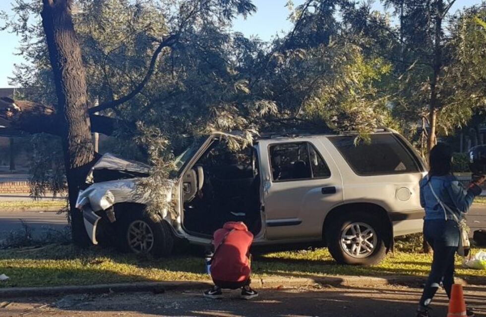 Camioneta se estrelló contra un árbol en la Fuerza Aérea: 4 heridos