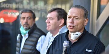 Berni se reunió con Montenegro y supervisó cómo se trabaja contra el coronavirus (Foto: Prensa Seguridad Bs As)