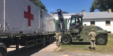 Preparativos del Ejército para la instalación del Hospital Militar Reubicable en Campo de Mayo