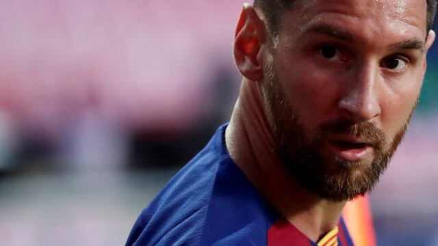 FILE PHOTO: Soccer Football - Champions League - Quarter Final - FC Barcelona v Bayern Munich - Estadio da Luz, Lisbon, Portugal - August 14, 2020  Barcelona's Lionel Messi, as play resumes behind closed doors following the outbreak of the coronavirus disease (COVID-19)  Manu Fernandez/Pool via REUTERS/File Photo