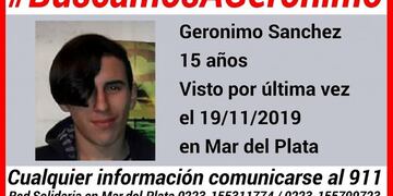 Tras la denuncia hecha por el papá de Gerónimo, lo buscan intensamente en Mar del Plata (web)\u002E
