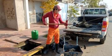 Limpieza de desagües en Arroyito