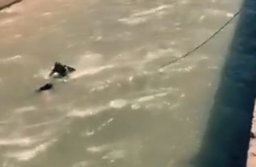 Impactantes imágenes sobre el rescate de un hombre en el canal Cacique Guaymallén
