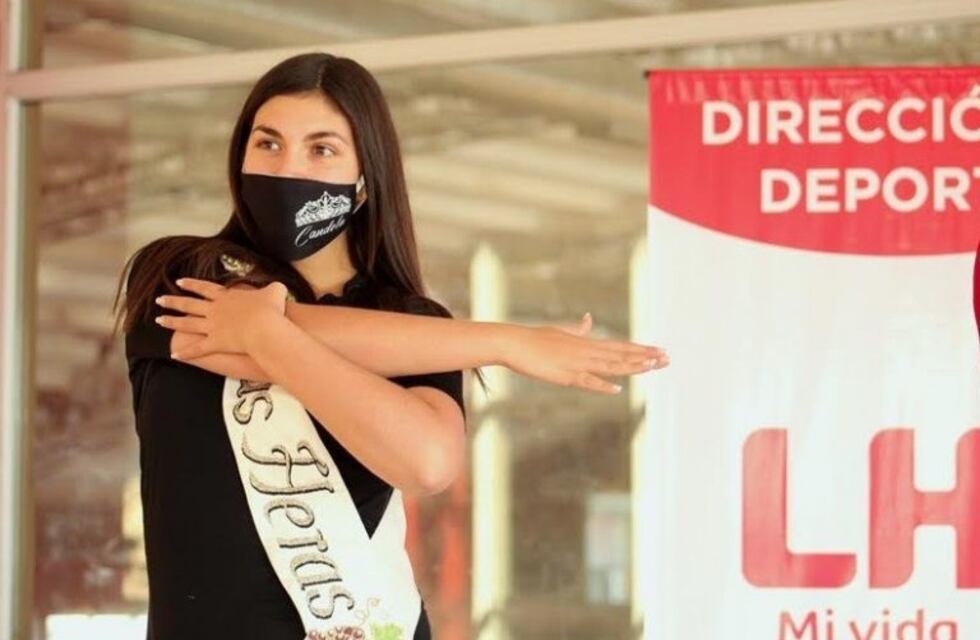 La reina de la Vendimia de Las Heras se prendió a las clases online de gimnasia