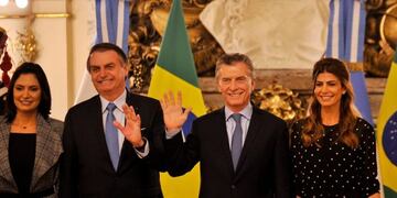 El presidente Mauricio Macri, junto a su par brasileño, Jair Bolsonaro, en la Casa Rosada\u002E (Maxi Failla)
