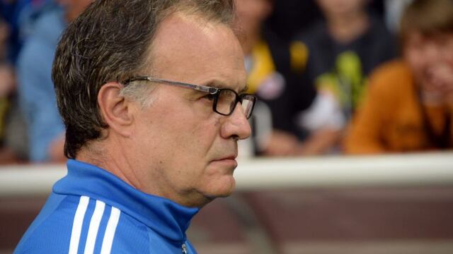 (FILES) This file photo taken on May 16, 2015 shows former Marseille's Argentinian head coach Marcelo Bielsa looking on during the French Ligue 1 football match between Lille and Marseille on May 16, 2015 at the Pierre Mauroy stadium in Lille, northern