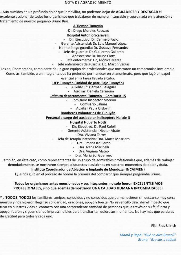 Comunicado familia