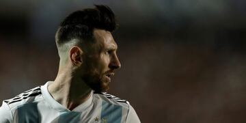 Argentina's Lionel Messi looks back during a friendly soccer match between Argentina and Haiti in Buenos Aires, Argentina, Tuesday, May 29, 2018\u002E (AP Photo/Victor R\u002E Caivano)