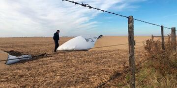 Rotura de silobolsas en un campo de Adelia María, sur de Córdoba.