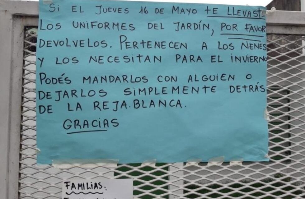 Piden a los ladrones que les devuelvan los uniformes que se llevaron de un jardín
