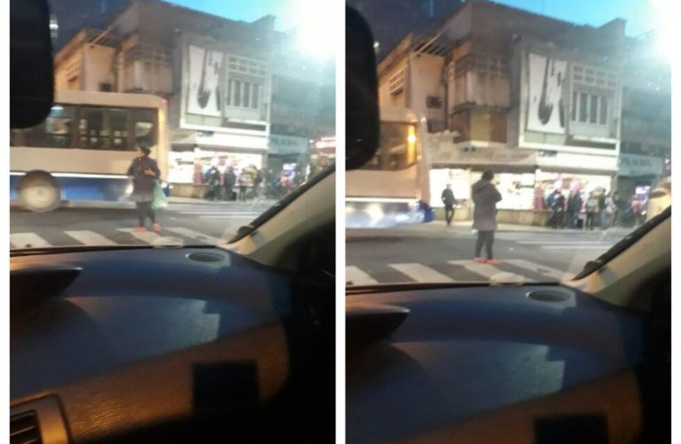 En jogging, chancletas y con bolso de mandados, se puso a ordenar el tránsito