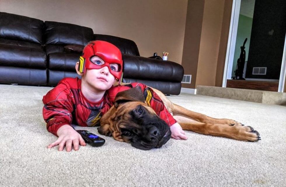 La tierna foto de un perro que acompañó a su dueño de 3 años a cumplir con su penitencia
