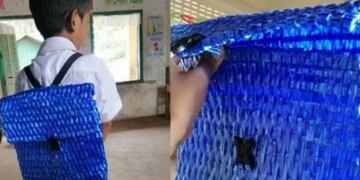 Padre le tejió una mochila a su hijo (Web)