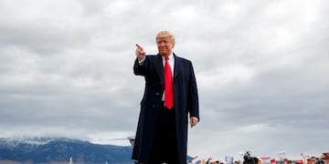 President Donald Trump arrives for a campaign rally at Bozeman Yellowstone International Airport, Saturday, Nov\u002E 3, 2018, in Belgrade, Mont\u002E (AP Photo/Evan Vucci)