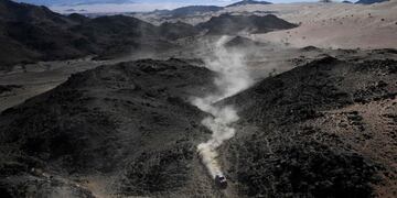 Mini's driver Jakub Przygonski of Poland and his co-driver Timo Gottschalk of Germany  compete during the Stage 1 of the Dakar 2020 between Jeddah and Al Wajh, Saudi Arabia, on January 5, 2020\u002E (Photo by FRANCK FIFE / AFP)