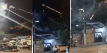 Ató cañitas voladoras a un drone y lo usó como lanzacohetes (Foto: captura video)