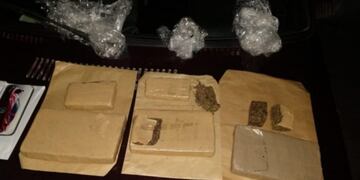 Los sorprendieron con tres kilos de marihuana\u002E Foto: Relaciones Policiales San Luis\u002E
