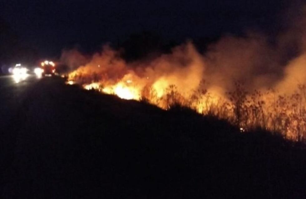 Impactante incendio en Olavarría: cayó un rayo y se prendieron fuego pastizales