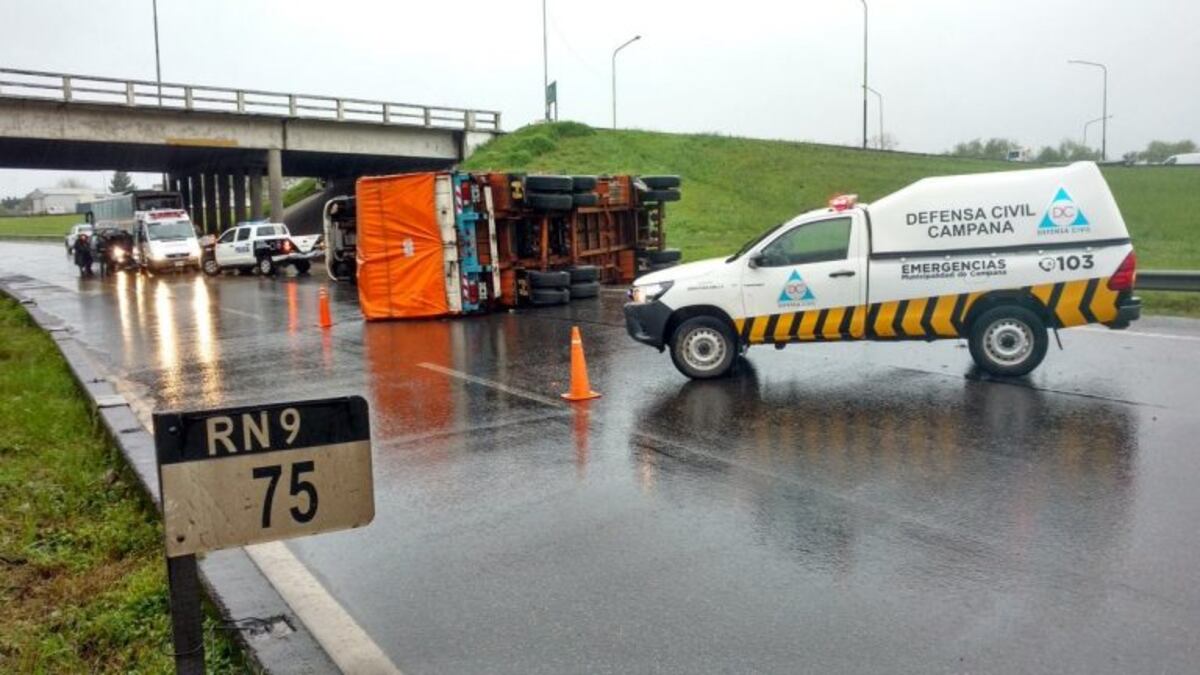 Volcó un camión en la Panamericana