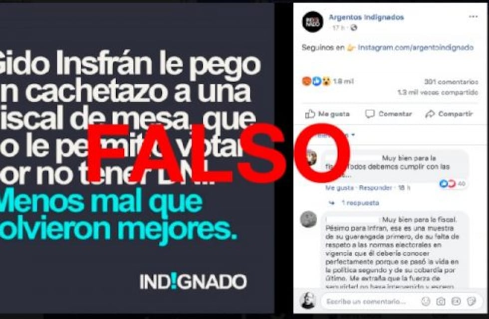 Es falso que Gildo Insfrán le pegó un cachetazo a una autoridad de mesa