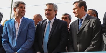 Sergio Uñac, Alberto Fernández y Alberto Hensel\u002E