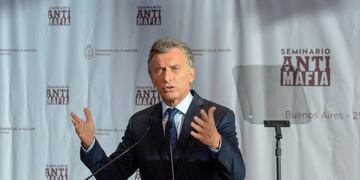 Mauricio Macri inauguró este lunes el Seminario Antimafia Ítalo-Argentino\u002E (Foto: Mario Quinteros)